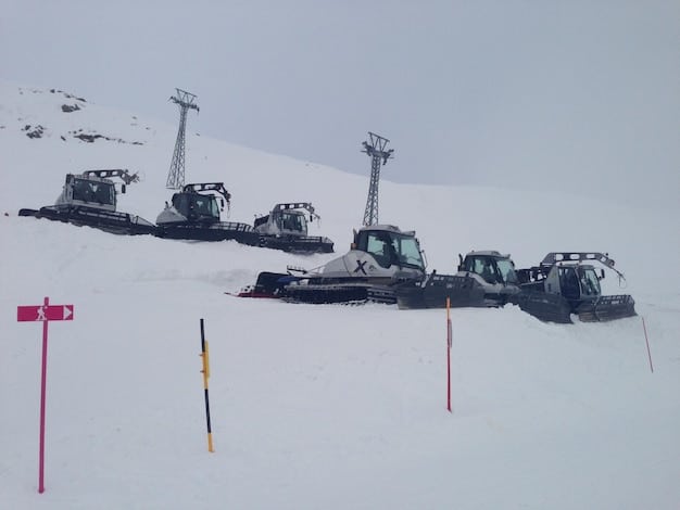 A photograph of a modern Russian military base in the Arctic, showcasing advanced radar systems and military vehicles. The landscape should be snowy and barren.