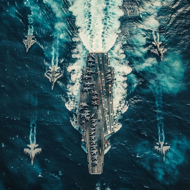 US Navy ships conducting joint exercises with allied navies in the South China Sea. The image showcases the coordinated efforts and interoperability between the US and its partners.