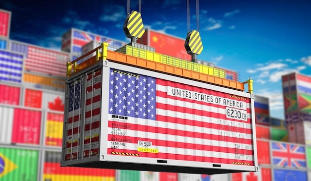 A bar graph comparing the export volumes of the US with other major exporting countries like China, Germany, and Japan, indicating a relative decline in US exports due to the trade slowdown.