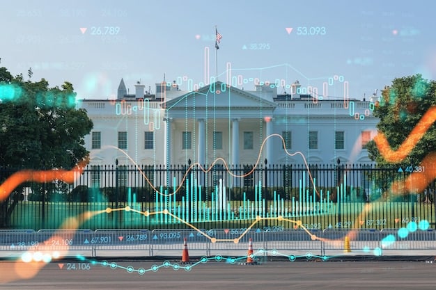 A visual representation of the Federal Reserve building, with charts overlaid showing different economic indicators such as inflation, unemployment, and GDP growth.