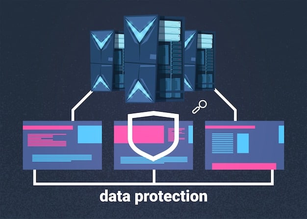 A visual representation of a layered cybersecurity system, with multiple shields and security protocols protecting data represented as digital blocks. Each layer highlights a different aspect of cybersecurity, such as network security, endpoint protection, and data encryption.